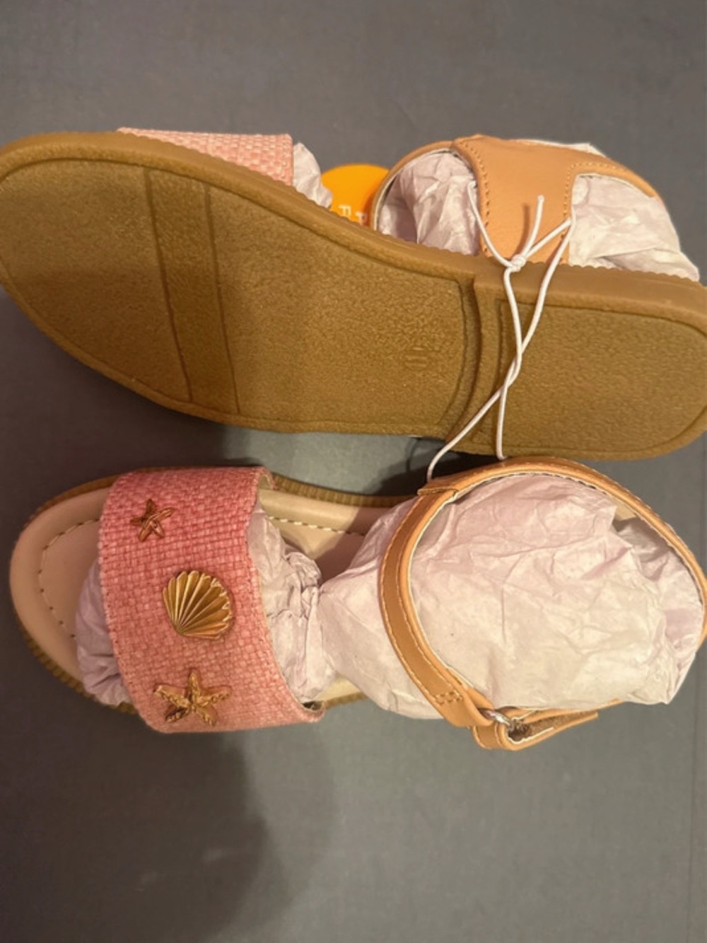 Gymboree Pink and Tan Shell-Accent Girls Sandals